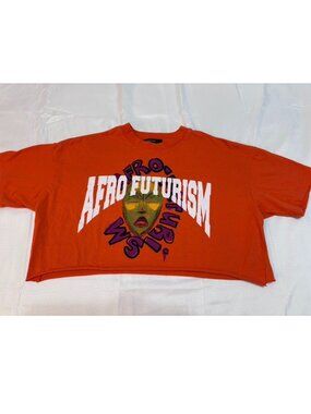 Forever 21 Afrofuturism Graphic Cropped T-Shirt Orange Size Small